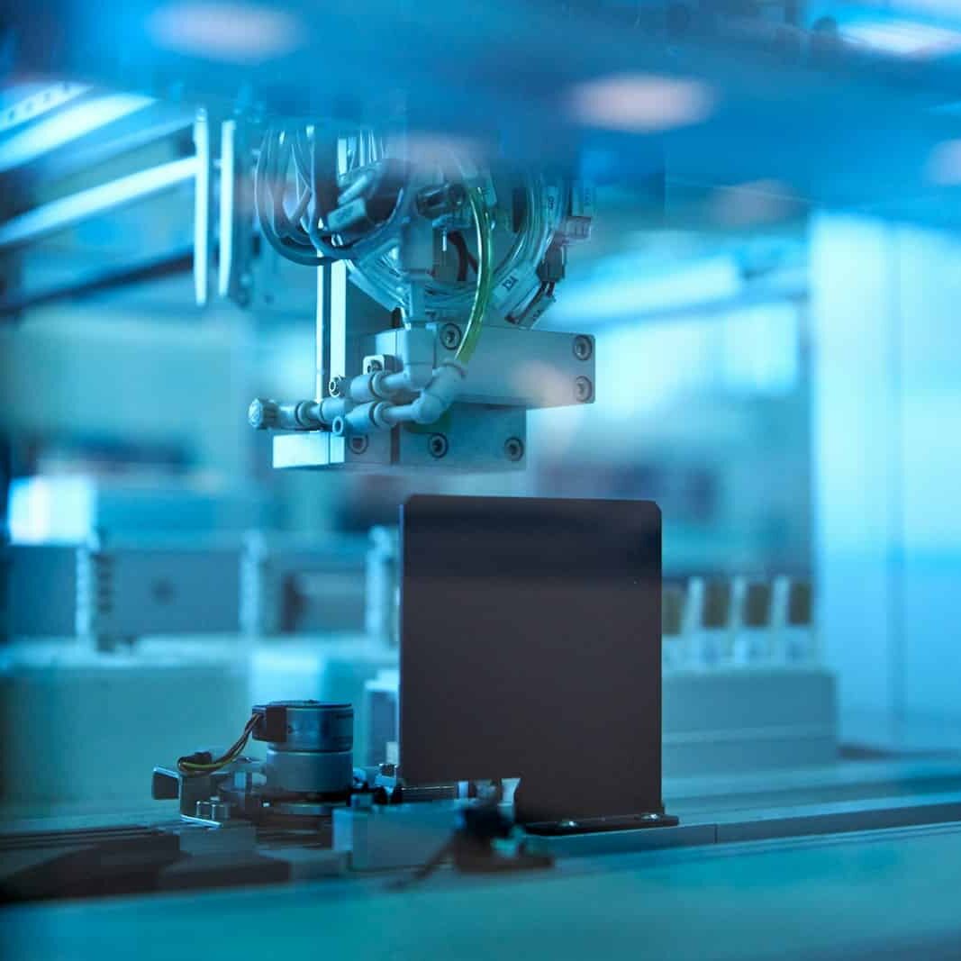 black laptop computer on table