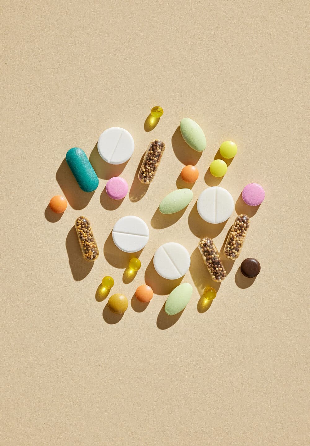 various colorful pills